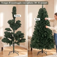 HOMCOM Albero di Natale 180 cm Artificiale con 888 Rami Ignifughi, Base in Metallo Pieghevole, Verde(m-6)