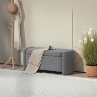 HOMCOM Sitzbank mit Stauraum Flurbank Schuhbank, gepolstert,  105 cm x 44 cm x 45,5 cm. Grau(m-10)