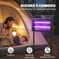 Outsunny Lampada Antizanzare da Esterno a Energia Solare con Rete di Protezione, 45x18x90 cm, Nero(m-8)