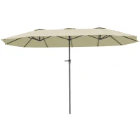 Outsunny Sombrilla Doble 4x2,2 m Sombrilla Terraza Exterior con Manivela Manual Impermeable y Protección UV30+ Crema(m-1)