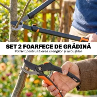 Outsunny Set Foarfeci Grădinărit 2 Piese cu Foarfecă, Mâner Moale și Blocare, 69,5x24x2,5 cm, Portocaliu(m-4)