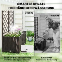 Outsunny 2er Set Spalier mit Pflanzkasten Blumenkasten mit Drainageloch Timer Bewässerungssystem 80 x 40 x 136 cm Braun(m-4)