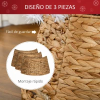 HOMCOM Base de Árbol de Navidad de 60 cm de Jacinto de Agua Trenzado a Mano para Fiestas Decoración Festiva Hogar Natural(m-6)