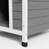 PawHut Cușcă pentru câini din lemn pentru exterior, căsuță pentru câini mari cu podea detașabilă, 84x99x87cm, gri(m-9)