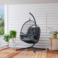 Outsunny Hanging Egg Chair, with Cushion - Dark Grey(m-3)