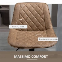 HOMCOM Set 2 Sgabelli da Bar con Altezza Regolabile e Girevoli, Rivestimento in Finta Pelle, Marrone Scuro(m-6)