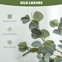 HOMCOM Decorative Artificial Tree, 5ft/ 150cm Silk Eucalyptus Tree with 230 Silver Dollar Leaves in Pot, Fake Plant for Home, Office, Living Room, Indoor Decor(m-5)