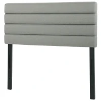 HOMCOM Tête de Lit Capitonnée, Hauteur Ajustable en 3 Niveaux avec Pieds en Métal pour Chambre, 140 x 10 x 106/116/126 cm, Gris(m-13)