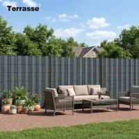 Outsunny Sichtschutzstreifen 4er Set Kunststoff UV-beständiger wasserdichter Sichtschutz mit Befestigungsclips 140 m x 19 cm Grau(m-8)