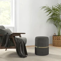 HOMCOM Pouf Contenitore 120 kg max per Soggiorno, Ingresso e Camera, in Poliestere, 36x36x44 cm, Grigio(m-10)