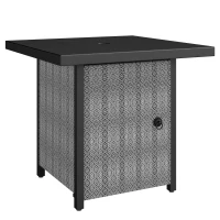 Outsunny Propane Gas Fire Pit Table for Garden, 11.7 KW Smokeless Firepit Outdoor Heater with Wind Guard, Glass Rocks, Lid, Black(m-1)