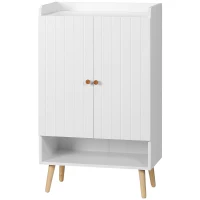 HOMCOM Mueble Zapatero con 2 Puertas Armario de Zapatos para 15 Pares de Zapatos para Pasillo Entrada 60x33x100cm Blanco(m-12)