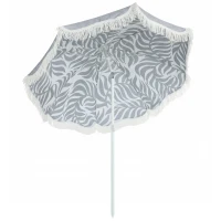 Outsunny 1.8 m Beach Umbrella Parasol with Sand Anchor, Portable Tilting Garden Parasol with Adjustable Height, Light Grey(m-1)