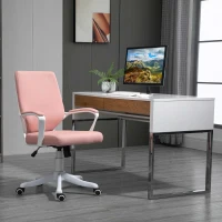 Vinsetto Silla de Escritorio Giratoria Silla de Oficina Basculante con Reposabrazos y Altura Ajustable 62x69x92-100 cm Rosa(m-10)