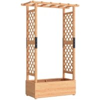 Outsunny Fir Wood 110 x 44 cm Planter and Trellis Garden Bed(m-1)