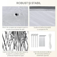 Outsunny Pavilion de Exterior Pliabil Reglabil pe Înălțime, cu Plase pentru Țânțari, 3.3x3.3x2.8 m, Gri(m-7)