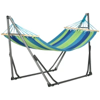 Outsunny Supporto con Amaca Autoportante Pieghevole in Cotone e Acciaio, 270x100x94cm(m-11)