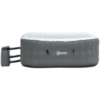 Outsunny Square Inflatable Hot Tub Outdoor Portable Spa Bubble Hottub Pool with Pump, Cover, Filter Cartridges, 4-6 Person, Grey(m-1)