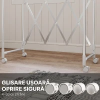 HOMCOM Uscător de Rufe Pliabil cu 3 Bare Reglabile, Roți Rotative și Cadru din Oțel Inoxidabil, Argintiu(m-6)