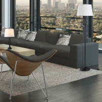 HOMCOM Lot de 3 luminaires design contemporain - lampadaire sur pied + 2 lampes de tables - métal noir polyester coton blanc(m-10)