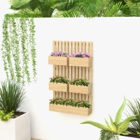 Outsunny Fioriera con Grigliato e Fori di Drenaggio, in Legno di Abete, 60x16x100 cm(m-2)