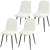 HOMCOM Lot de 4 chaises de salle à manger rembourrées avec dossier haut, pieds en acier et tissu effet velours, crème(m-12)