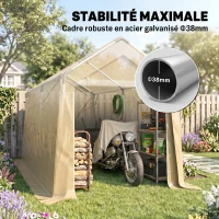 Outsunny Abri de jardin tente de stockage portable pour extérieur avec cadre en acier galvanisé et grande porte 2 x 3,6 m beige(m-5)