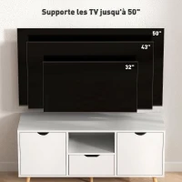 HOMCOM Meuble TV Banc TV Buffet bas Meuble de rangement sur pied avec 2 placards en Bois pour Chambre Salon(m-6)