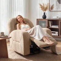 HOMCOM Relaxsessel, 360° Drehbarer Liegesessel mit Wolkenweichem Samtstoff, Breitem Sitz, für Wohnzimmer, Khaki(m-2)