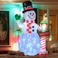 HOMCOM Weihnachtsdeko, aufblasbarer Schneemann, 2,4 m, LED-Beleuchtung, Gebläse, Weiß(m-10)