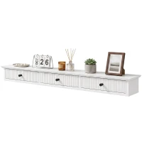 HOMCOM Shelf Wall-Mounted Storage Shelf Shelving Unit MDF 93 x 15 x 10 cm Entryway Kitchen Living Room, White(m-15)
