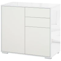 HOMCOM Meuble de rangement buffet commode armoire de rangement avec 2 tiroirs et 2 placards à portes, étagères réglables, pour salon, cuisine, chambre, 79 x 36 x 74 cm blanc(m-14)