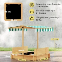 Outsunny Kids Square Wooden Sandpit, Children Sandbox Outdoor Playset(m-3)