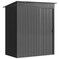 Outsunny Căsuță de Grădină din Metal cu Orificii de Ventilație și Ușă Glisantă, 159x106x181 cm, Gri Închis(m-1)