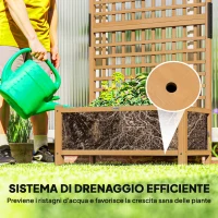 Outsunny Fioriera da Giardino con Traliccio per Piante Rampicanti in Legno, 90x45x183 cm, Giallo(m-6)