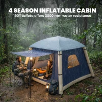 Outsunny Inflatable Camping Tent with Hand Pump, Easy Setup 1/2 Person Blackout Blow Up Tent, Dark Blue(m-5)