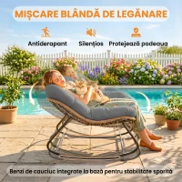 Outsunny Balansoar Papasan din Ratan cu Pernă, Gri(m-6)