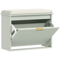 HOMCOM Elegant Six Shoe Bench, with Top Seat - Green(m-1)