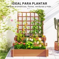 Outsunny Jardinera de 3 Niveles con Enrejado y Tela no Tejida para Cultivos Verduras Flores Hierbas 95x95x110 cm Natural(m-7)