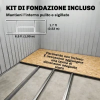 Outsunny Capanno Attrezzi con Tetto Inclinato, 2 Ingressi e Prese d'Aria, in Acciaio, 213x130x172 cm, Grigio Scuro(m-7)