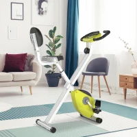 HOMCOM Vélo d'Appartement Pliable Magnétique Cardio-training - Sport Maison avec 8 Niveaux de Résistance et Roulettes - Silencieux Home Trainer avec Capteur de Pouls pour Fitness Homme et Femme, Jaune(m-10)