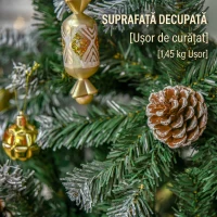 HOMCOM Brad de Crăciun Artificial Ninsoare 150cm cu 676 Crengi și Conuri, Deschidere Automată și Bază Pliabilă, Verde(m-8)