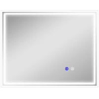 kleankin Specchio Bagno con Luce LED 3 Livelli Rettangolare, Antiappannamento e Interruttore Touch, 90x70cm(m-1)