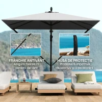 Outsunny Umbrelă de grădină suspendată 2,5x2,5 m cu manivelă, înclinabilă și rotativă cu husă, gri(m-4)