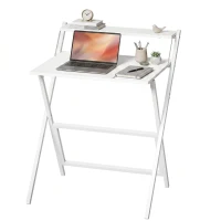 HOMCOM 70 cm Folding Computer Desk with Monitor Shelf - White(m-14)