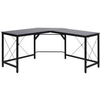 HOMCOM Escritorio Esquinero Moderno con Marco de Acero Carga 70 kg para Oficina Hogar Estudio 150x150x76 cm Negro(m-12)