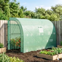 Outsunny Estufa, estufa de jardim com cobertura plástica, resistente a UV, 3 níveis, portas com zíper, Verde(m-5)