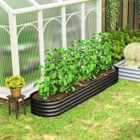 Outsunny Jardinière surélevée carré potager de jardin en acier modulable pour légumes, plantes, fleurs, dim. 240 x 62 x 30cm(m-9)