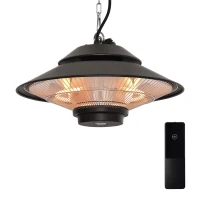 Outsunny 1500W Electric Patio Heater Aluminium Ceiling Mounted Heater with Infrared Remote Control for Indoor and Outdoor Use, Black(m-1)