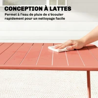 Outsunny Table de Salle à Manger Extérieure 120x70cm pour 4 Personnes, Table de Jardin Rectangulaire avec Plateau à Lattes, Rouge(m-6)